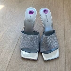 Marc Fisher Silver Sparkling Diamond Square Heels